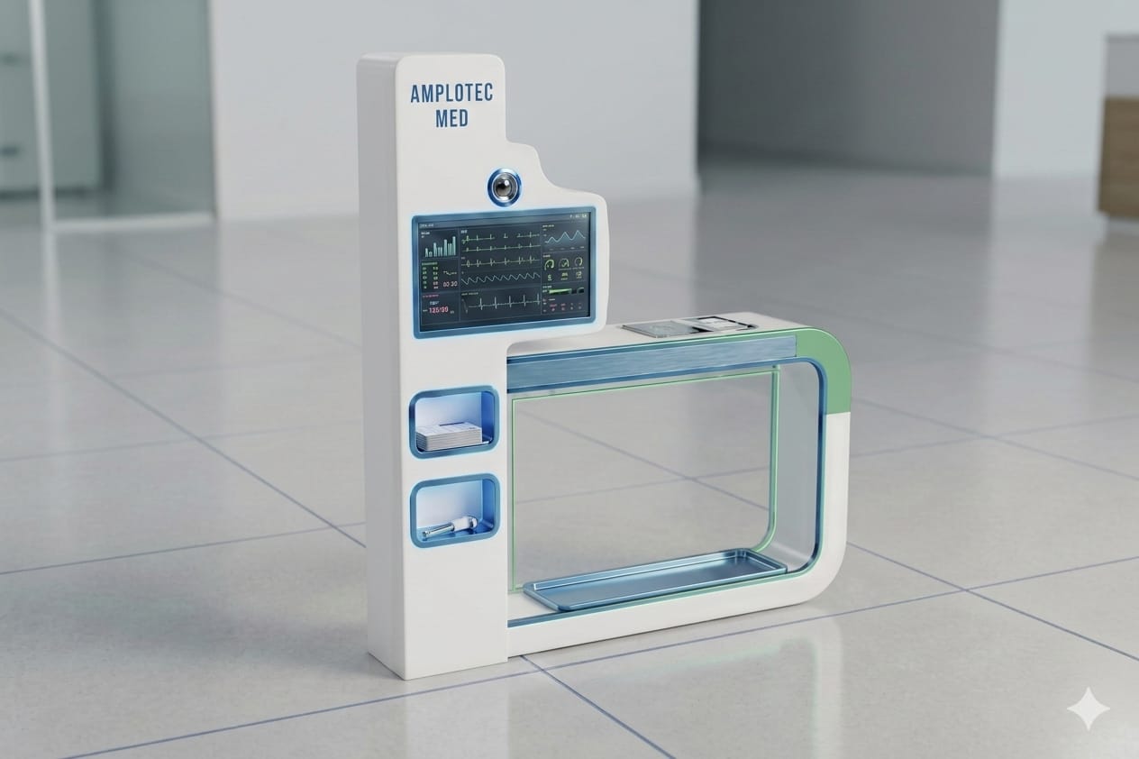 Totem AmploStation com equipamentos médicos
