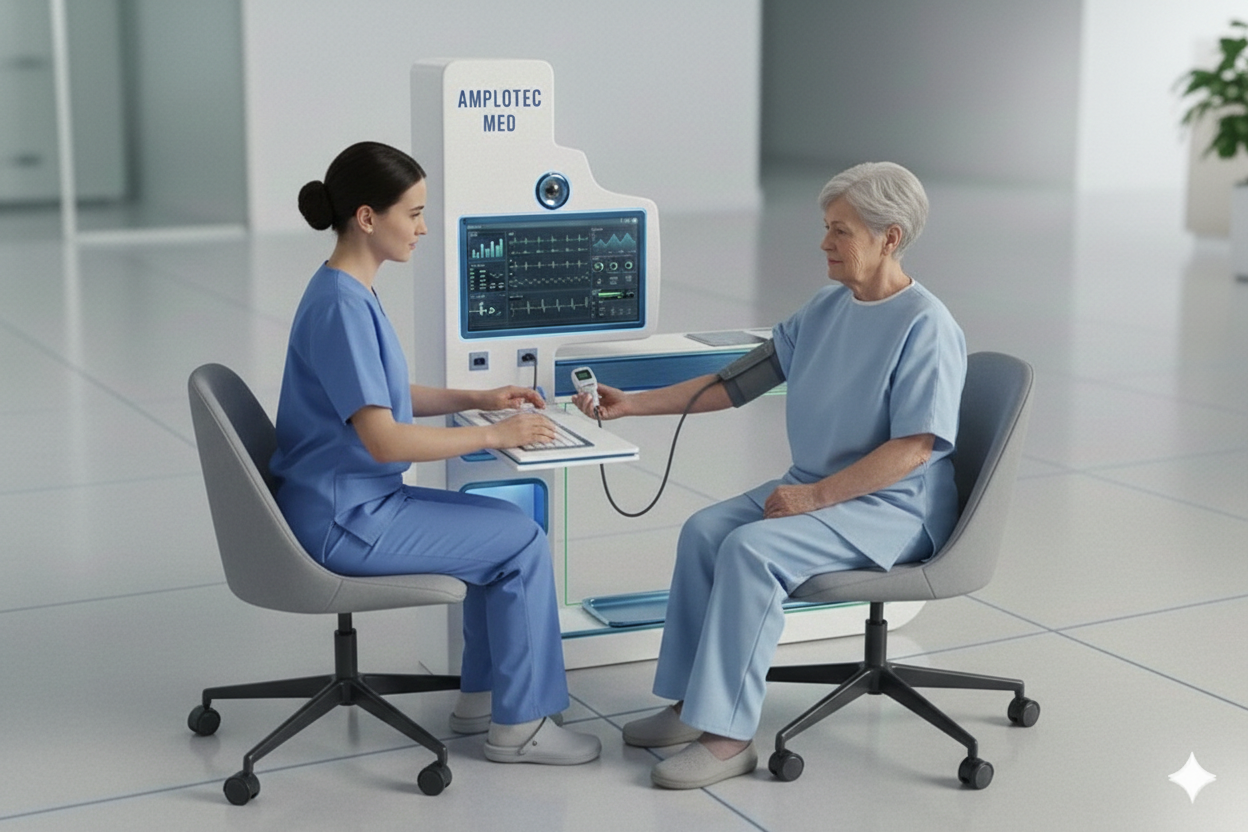 Atendimento na cabine AMPLOTEC Med